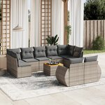 vidaXL Salon de jardin avec coussins 10 Pièces gris résine tressée