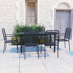 vidaXL Mobilier à dîner d'extérieur 7 Pièces Noir Verre et acier