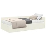 vidaXL Cadre de lit d'angle avec matelas Autre 2 Pièces Crème Velours