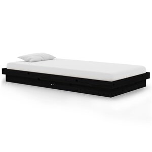 vidaXL Cadre de lit sans matelas noir bois massif 100x200 cm