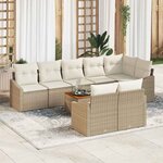 vidaXL Ensemble de canapé de jardin 9 Pièces Beige  blanc