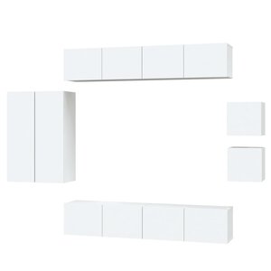 vidaXL Ensemble de meubles TV 8 Pièces Blanc Bois d'ingénierie