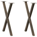vidaXL Pieds de table à manger en forme de X  2 pièces  acier naturel  57 x (72-73) cm
