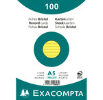 Paquet de 100 Fiches Bristol A5 jaune ligné. s/s film EXACOMPTA