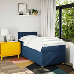 vidaXL Sommier à lattes de lit avec matelas Bleu 90x190 cm Tissu
