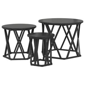vidaXL Table d'appoint empilable 3 Pièces Chêne noir 53 x 53 x 40 cm