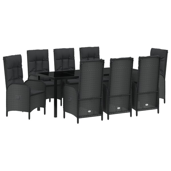 vidaXL Ensemble de salle à manger de jardin 9 pièces noir Rattan Poly