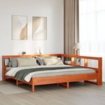 vidaXL Lit bibliothèque sans matelas cire marron 200x200 cm pin massif