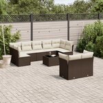 vidaXL Salon de jardin 10 Pièces avec coussins marron résine tressée