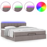 vidaXL Lit ottoman avec matelas et LED Taupe 180x200cm tissu