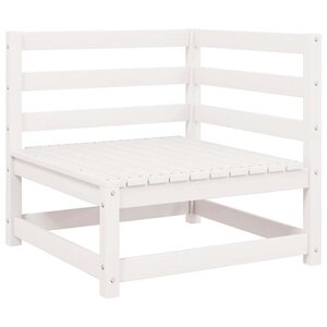 vidaXL Canapé d'angle de jardin blanc bois de pin massif
