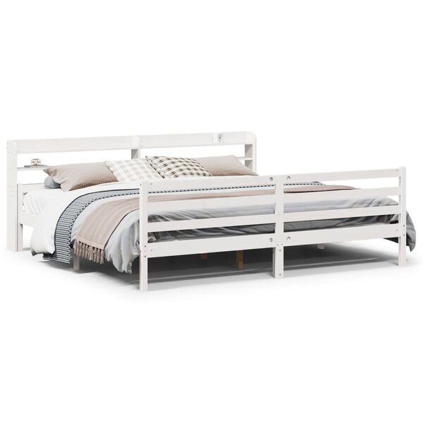 vidaXL Cadre de lit avec tête de lit sans matelas blanc 200x200 cm