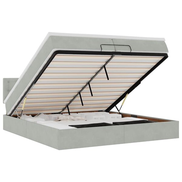 VidaXL Cadre de lit ottoman avec matelas gris clair 200x200 cm velours