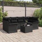 vidaXL Ensemble de 7 pièces de canapés de jardin avec coussins noir en rotin synthétique