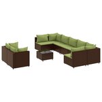 vidaXL Salon de jardin 10 Pièces avec coussins marron résine tressée