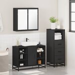 vidaXL Ensemble de meubles salle de bain 3 Pièces noir bois d'ingénierie