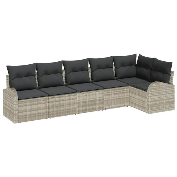 vidaXL Ensemble de canapé de jardin 6 Pièces Gris clair Poly rotin