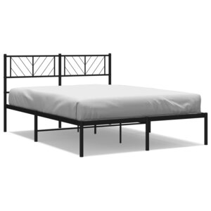 vidaXL Cadre de lit métal sans matelas avec tête de lit noir 120x200cm