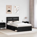 vidaXL Cadre de lit Noir 135 x 190 cm Bois de pin massif