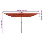 vidaXL Parasol de jardin Rouge et Noir 295 x 295 x 245 cm