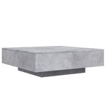 vidaXL Table basse avec lumières LED gris béton 100x100x31 cm