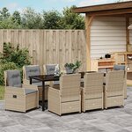 Ensemble de salle à manger de jardin vidaXL 9 pièces en rotin beige