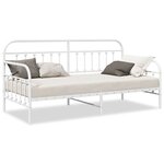vidaXL Cadre de lit de jour avec tête de lit Blanc 100 x 190 cm Acier