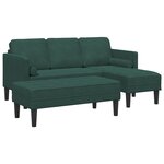 Canapé de jardin vidaXL avec banc et coussins en velours vert foncé