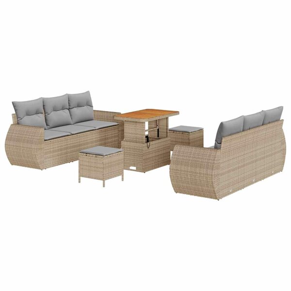 vidaXL Ensemble de canapé de jardin Manuel 9 Pièces beige et gris clair