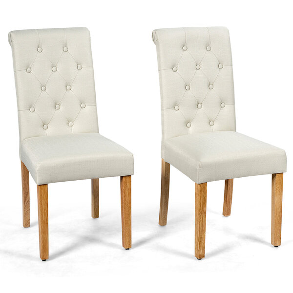 Lot de 2 chaises de salle à manger 43 x 61 x 100 cm confort et élégantes en lin beige 20_0011783