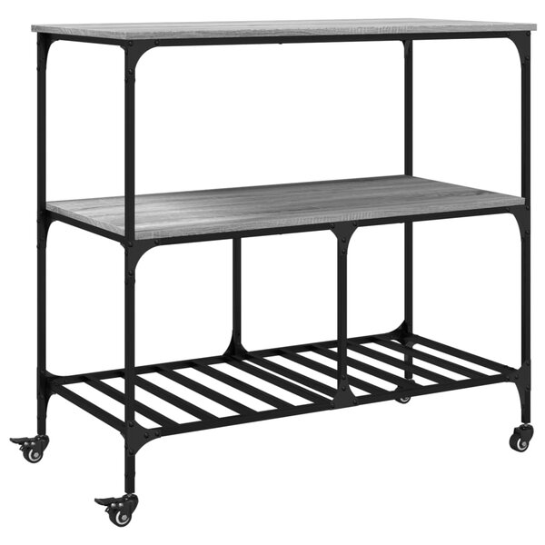 vidaXL Chariot de cuisine sonoma gris 100x50x95 cm bois d'ingénierie