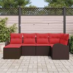 vidaXL Ensemble de Canapés 6 Pièces Marron et rouge polyrotin