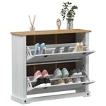 vidaXL Cabinet à chaussures Corona Blanc 99 x 32 x 85 cm Pin massif