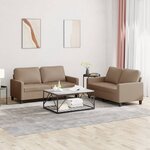 vidaXL Ensemble de canapés 2 Pièces avec coussins Cappuccino Similicuir