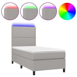 vidaXL Sommier à lattes de lit et matelas et LED Gris clair 100x200 cm