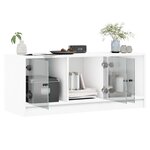 vidaXL Meuble TV avec portes en verre blanc 102x37x42 cm