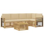 vidaXL Ensemble de canapés d'extérieur 6 Pièces Blanc et Beige