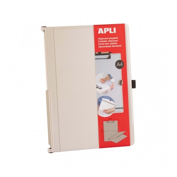 Porte-bloc pliable Apli - Compact et facile à transporter - Peut contenir des feuilles avec du caoutchouc élastique - Extension de stylo - Matériau ABS résistant - Design fonctionnel et polyvalent - Couleur blanche