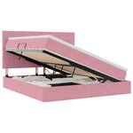 vidaXL Lit de rangement LED avec matelas Rose 180 x 200 cm Velours