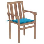 vidaXL Chaises de jardin empilables avec coussins 4 Pièces Teck solide
