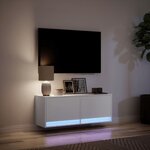 vidaXL Meuble TV mural avec lumières LED blanc 100x31x35 cm