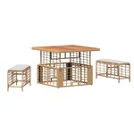 vidaXL Ensemble de salle à manger pour jardin 3 pc Nature et Blanc