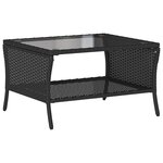 vidaXL Canapé de jardin 2 places coussins et table noir résine tressée