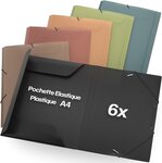 ACROPAQ - 6 x Chemises à Élastiques A4 - Jusqu'à 200 pages  Dos de 2 5cm  Fermeture Élastique
