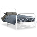 vidaXL Cadre de lit métal sans matelas et pied de lit blanc 100x190 cm