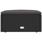 vidaXL Tabouret de jardin avec coussin noir résine tressée