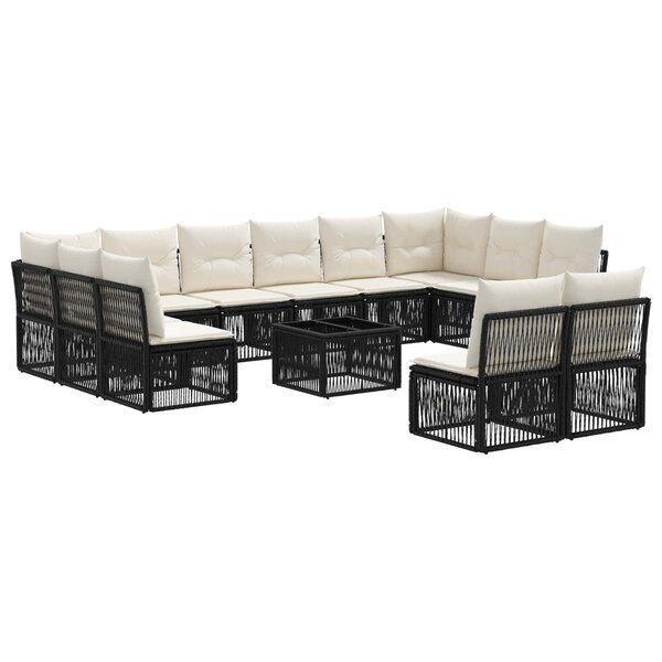 vidaXL Ensemble de canapé de jardin 13 Pièces Noir polyrotin