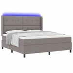 vidaXL Lit à ressort LED avec matelas Taupe 180 x 200 cm tissu