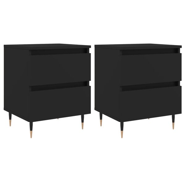 vidaXL Tables de chevet 2 Pièces noir 40x35x50 cm bois d’ingénierie