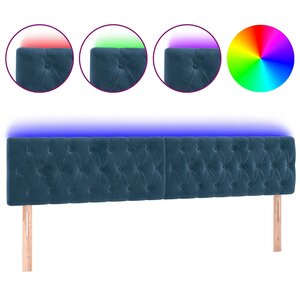 vidaXL Tête de lit à LED Bleu foncé 180x7x78/88 cm Velours